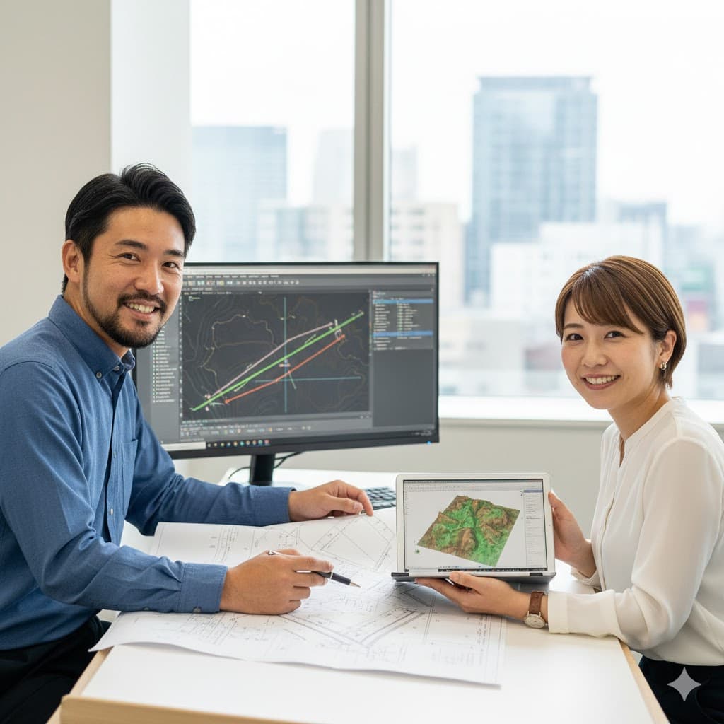 土木設計の仕事イメージ - 測量技術者（測量士）｜建設コンサルタント業界